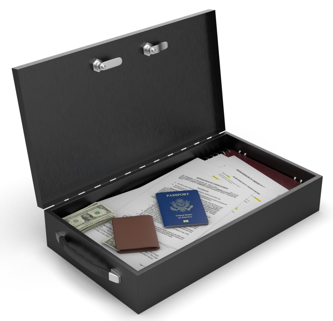 Fire Retardant Steel Security Chest with Dual Combination and Key Lock, 0.43 Cubic Ft X47927