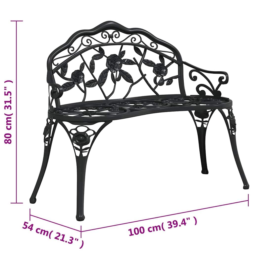 Cast Aluminum Black Patio Bench N200635