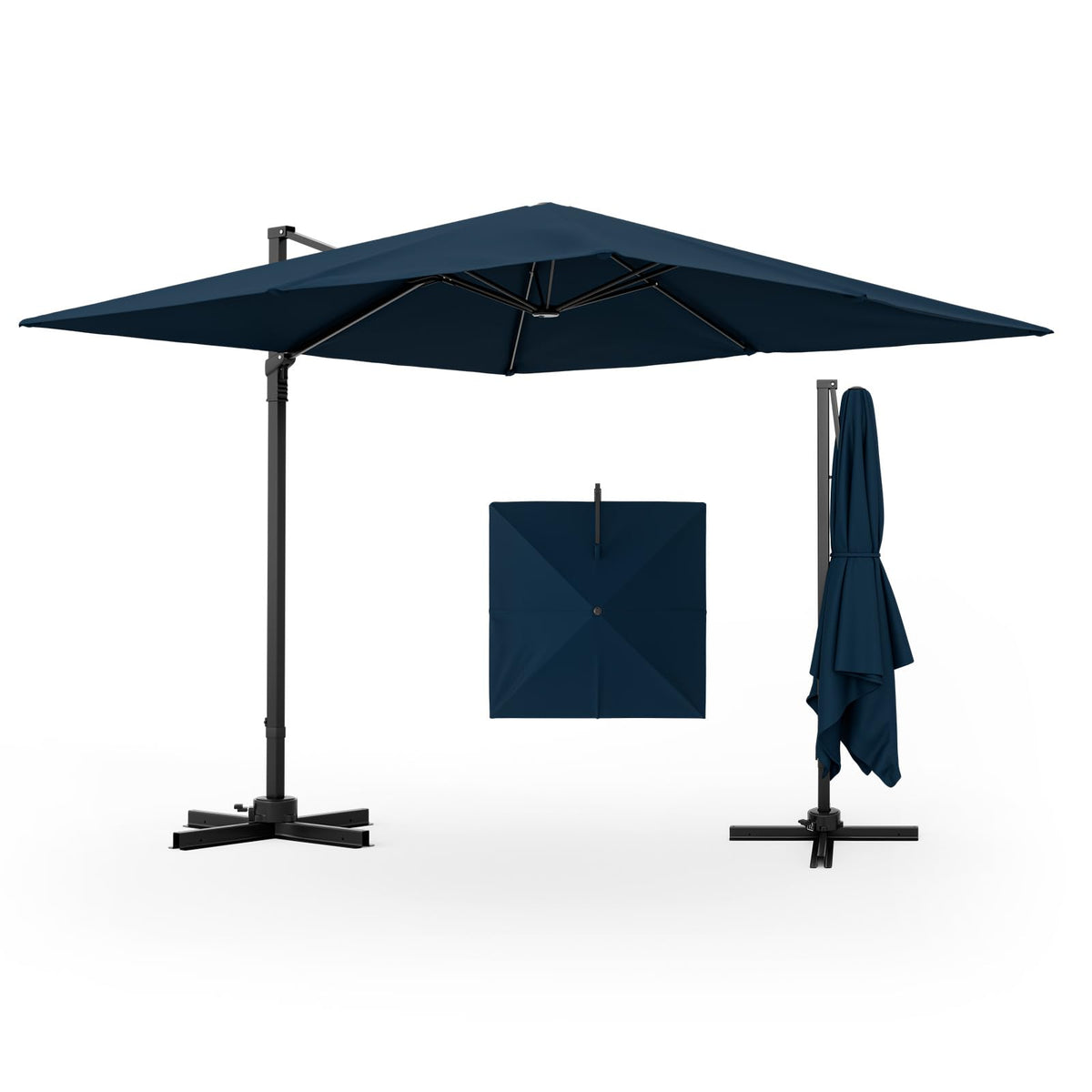 9.5 FT Square Cantilever Patio Umbrella with Cross Base T1792