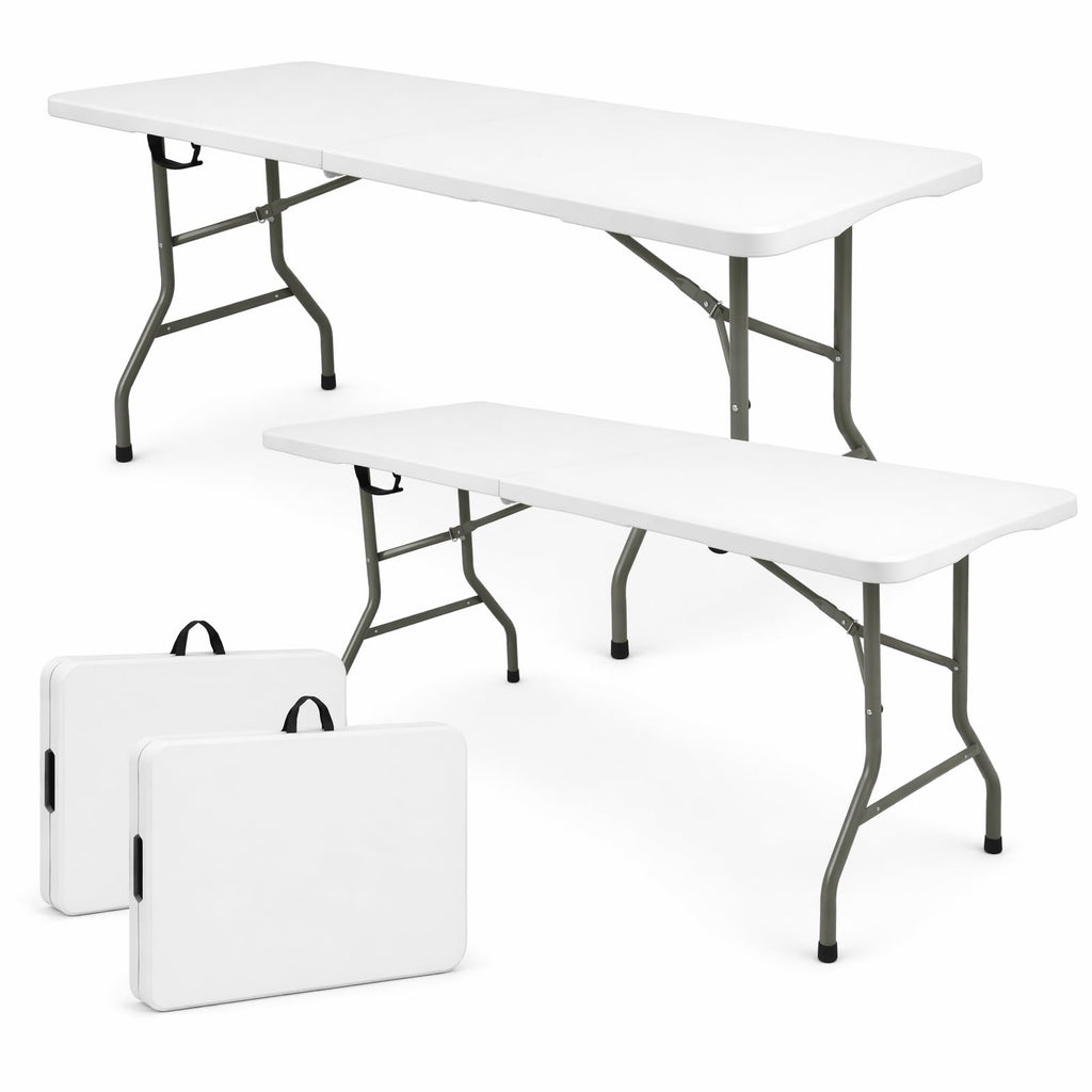 Set of 2 White 6 FT Folding Plastic Table H45412