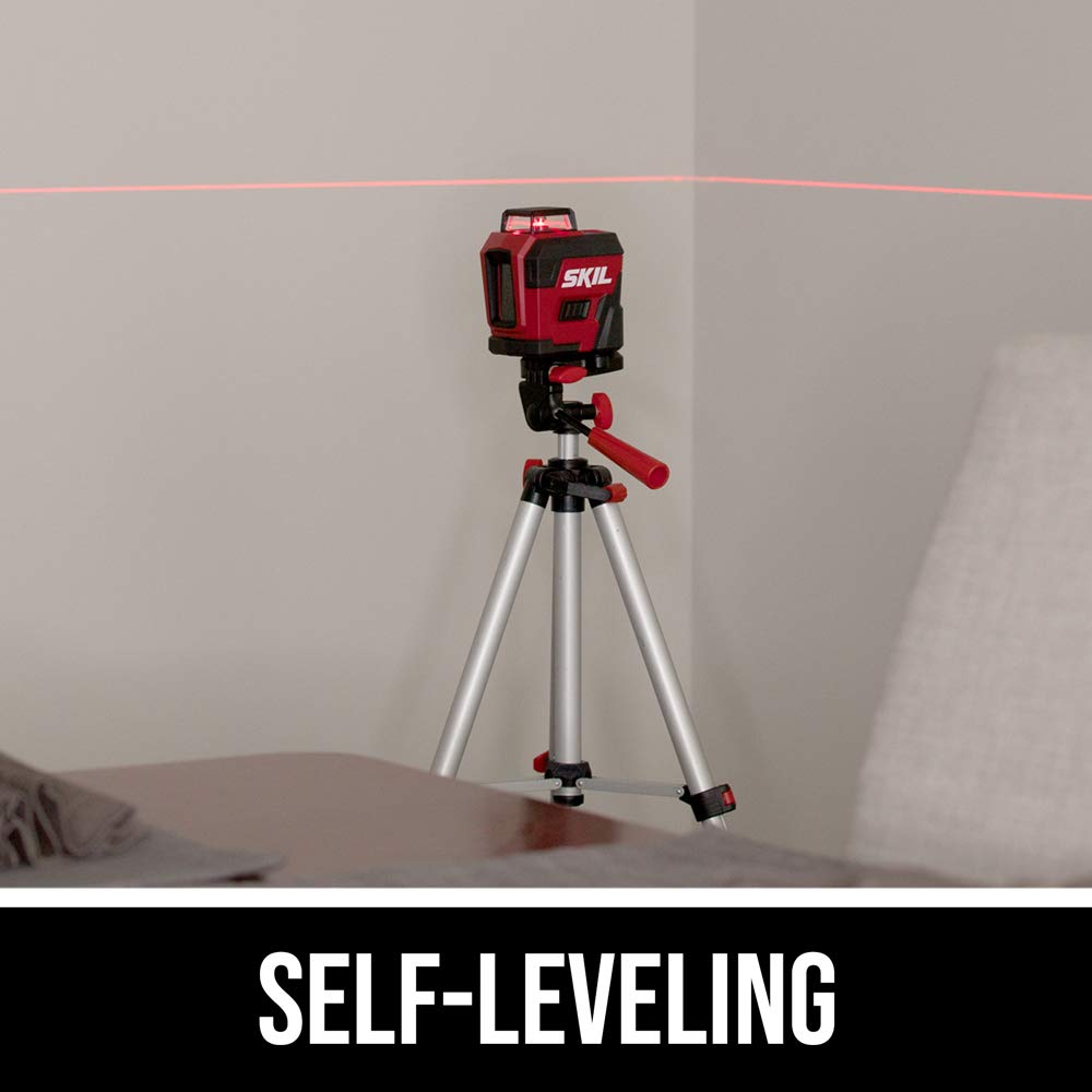 65ft. Red Self-Leveling Cross Line Laser Level with Tripod & Carry Bag X396