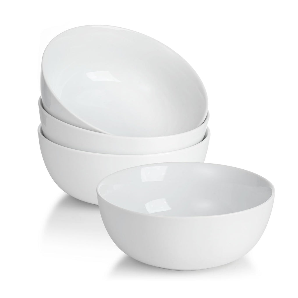 White Ceramic Soup Bowls Set of 4 V967