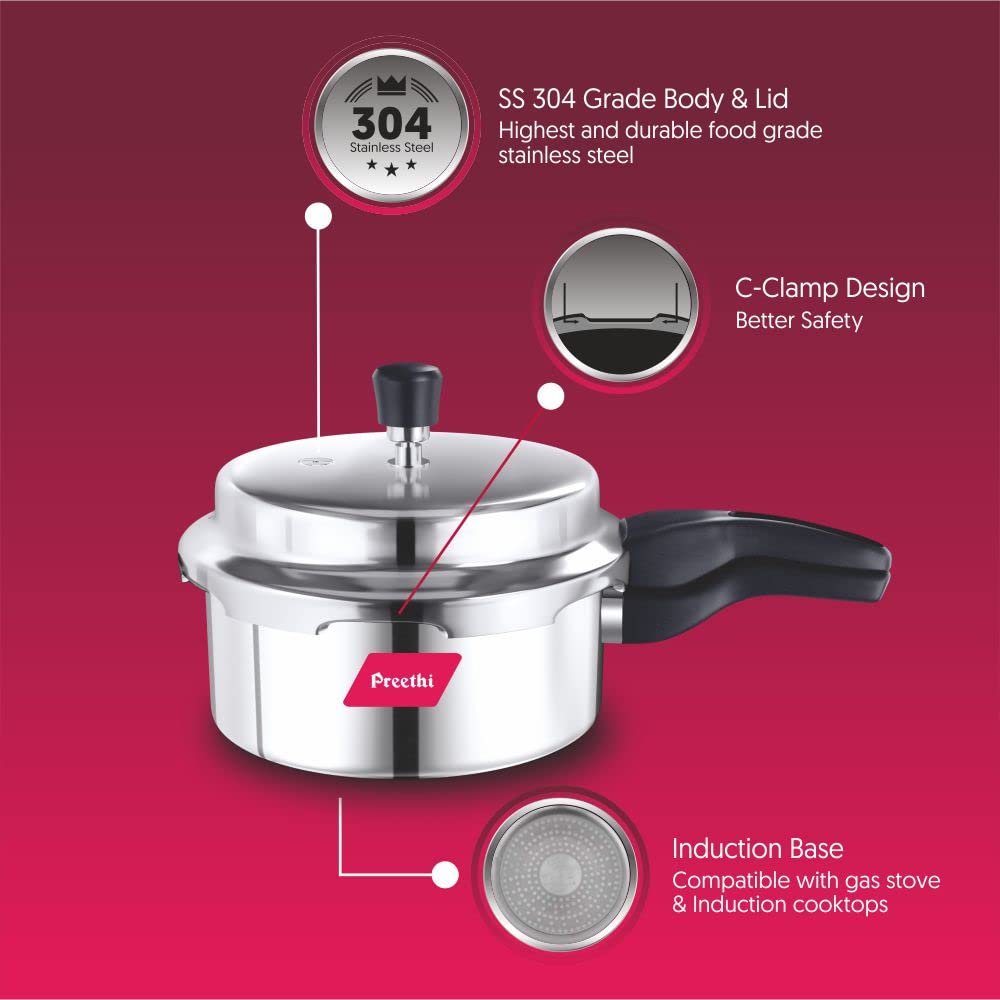 Stainless Steel Outer Lid Pressure Cooker, 3 Litres B6089