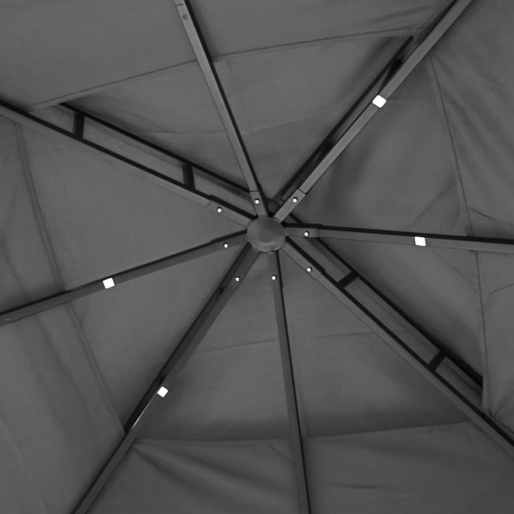 Steel Gazebo with Mesh Sidewalls Double-Tiered Roof M262264