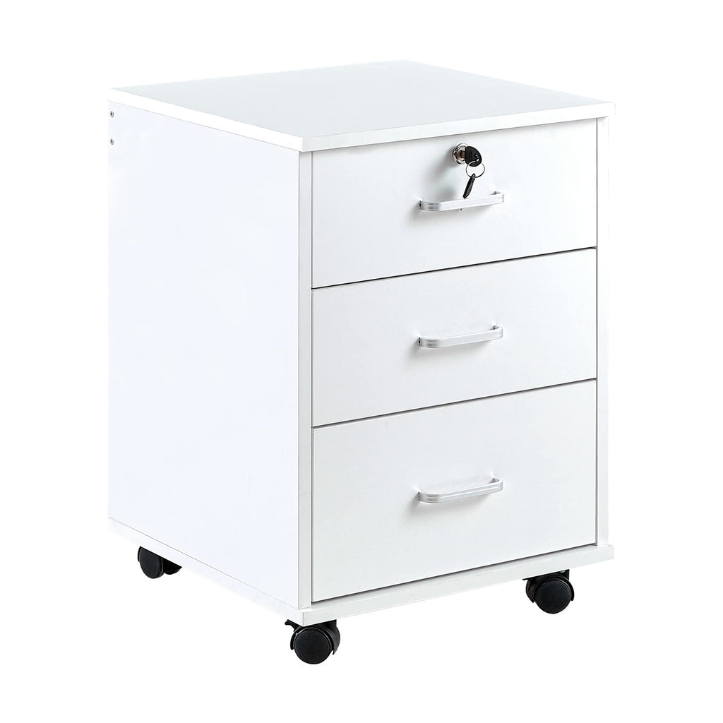 White 3 Drawer Rolling Wood File Cabinet K469817