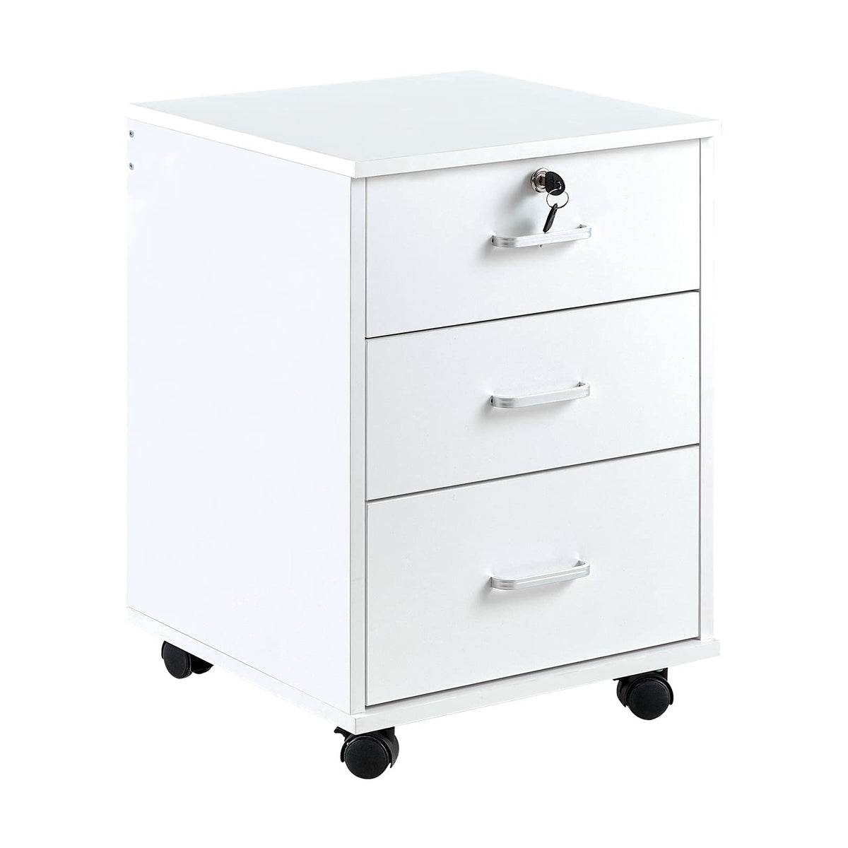 White 3 Drawer Rolling Wood File Cabinet K469817