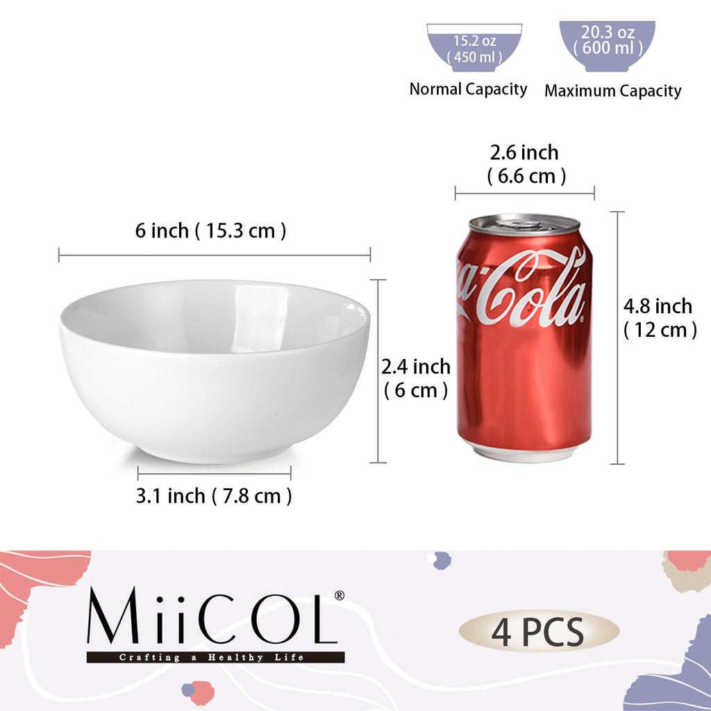 White Ceramic Soup Bowls Set of 4 V967