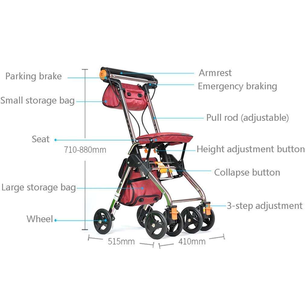 Portable Rollator Walker with Seat O34726
