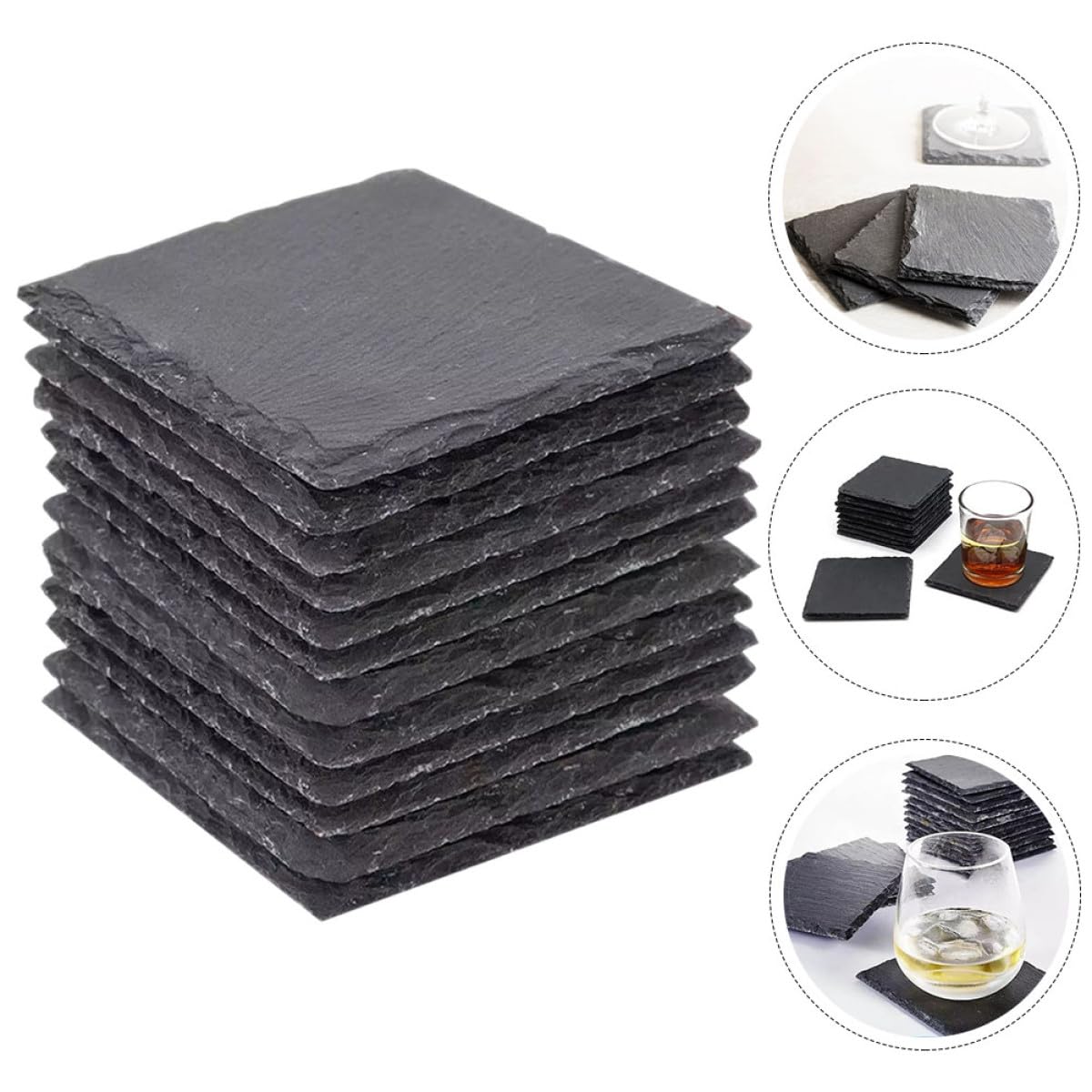 Natural Stone Drink Coasters 12 Pcs Square L823