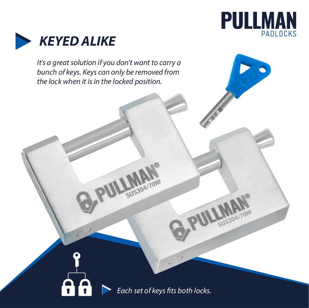 Heavy Duty Keyed Alike Padlocks with 4 Keys 2 Pack 70mm J78817