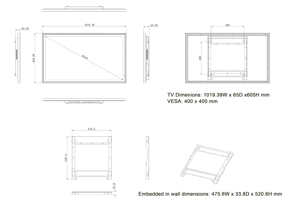 43" 4K UHD Smart Mirror TV with LED Light Y113