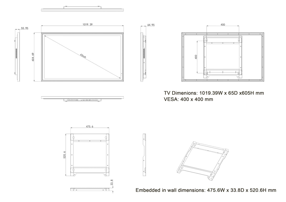43" 4K UHD Smart Mirror TV with LED Light Y113