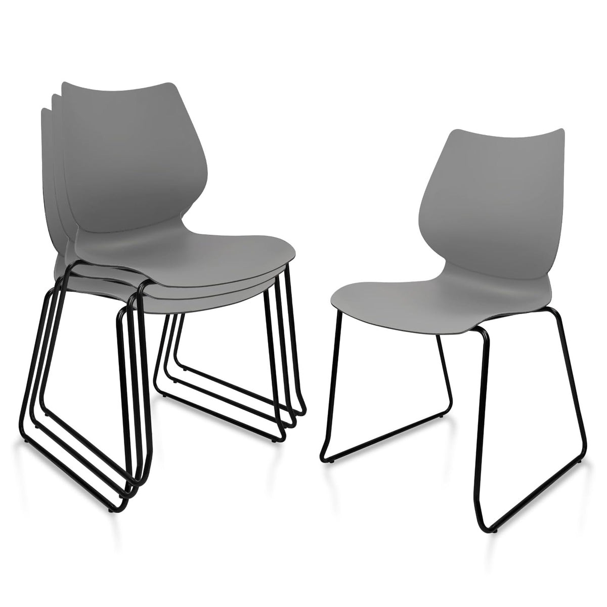 Grey Stacking Chairs with Metal Legs Set of 4 G9937