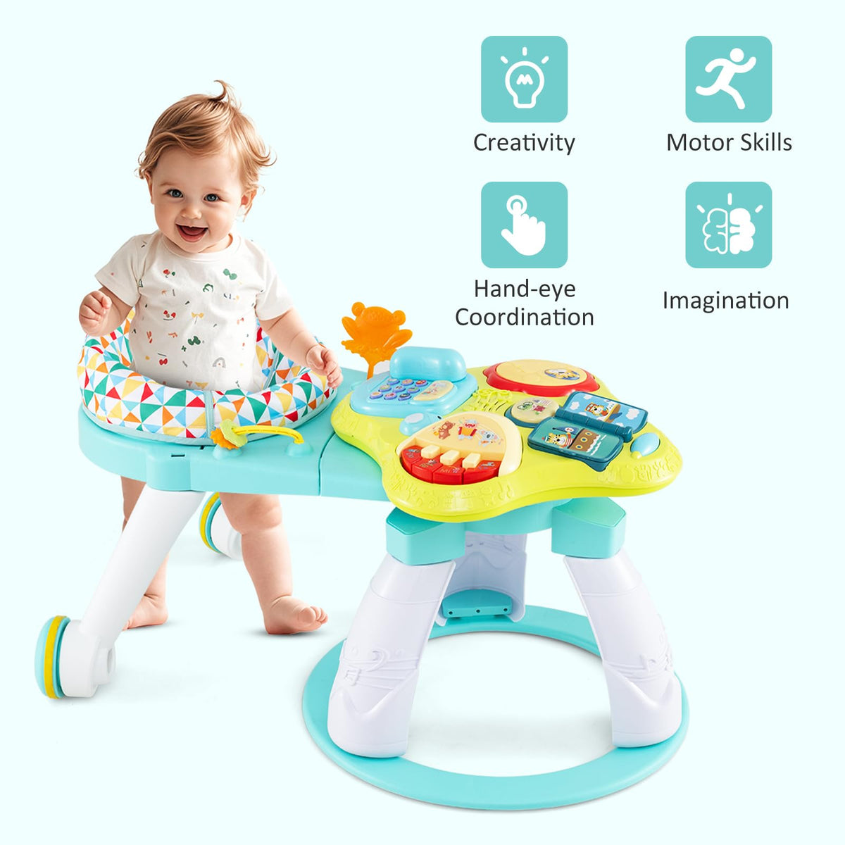 3 in 1 Baby Activity Center Walker with Play Table Green V6292