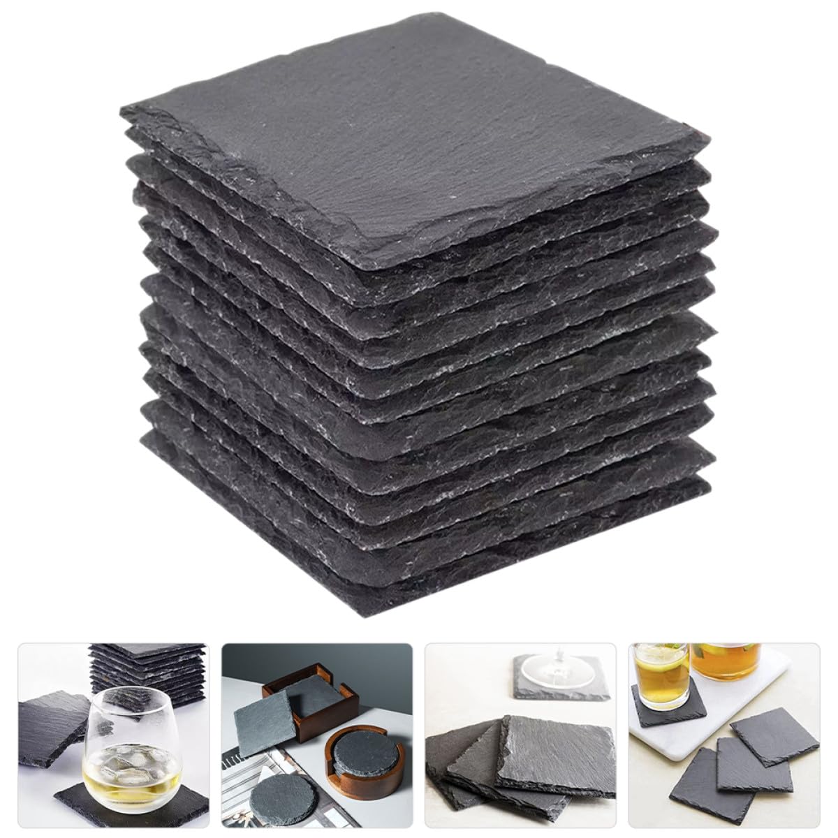 Natural Stone Drink Coasters 12 Pcs Square L823