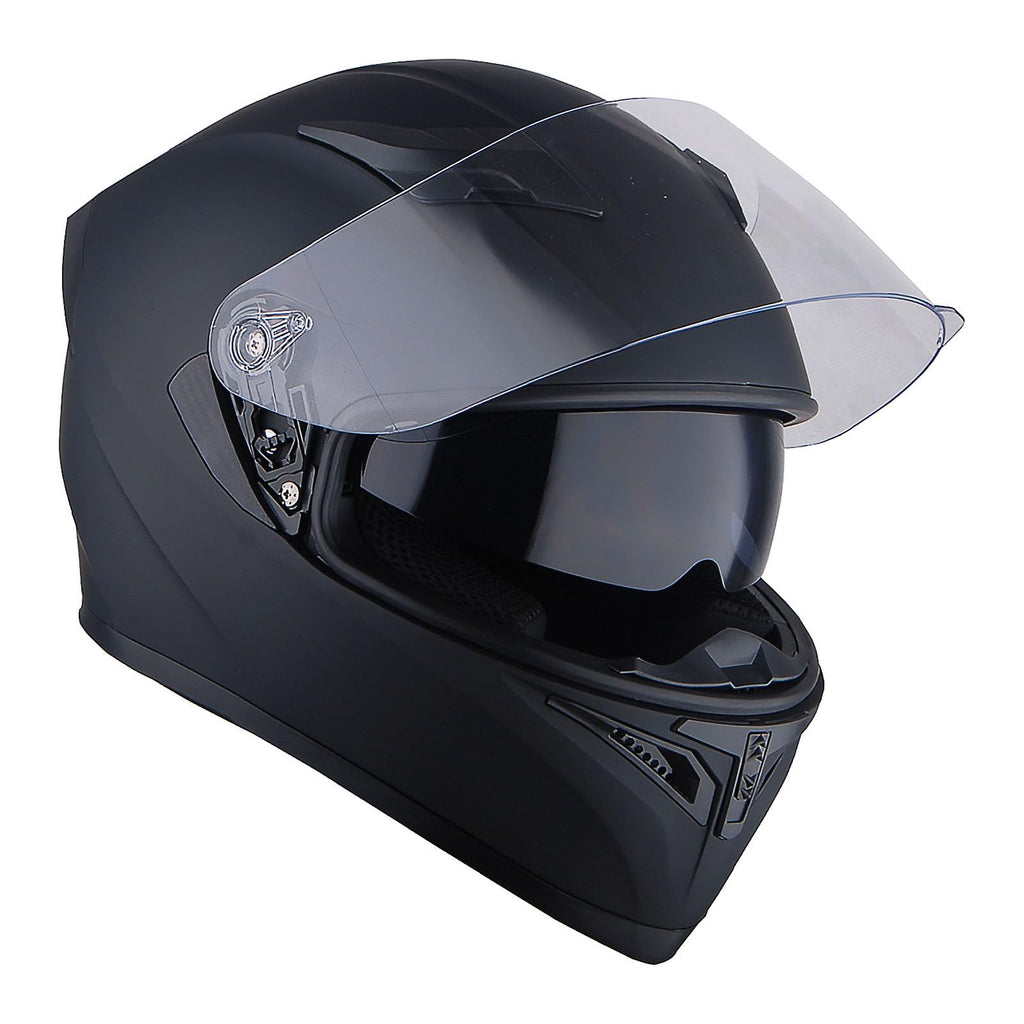 Full Face Motorcycle Helmet with LED Tail Light Matt Black G578