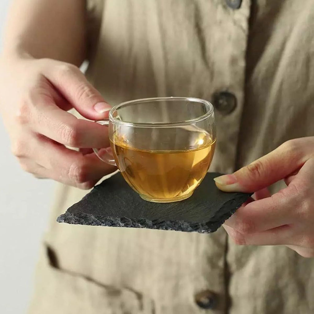 Black Natural Stone Cup Coaster Set F127172