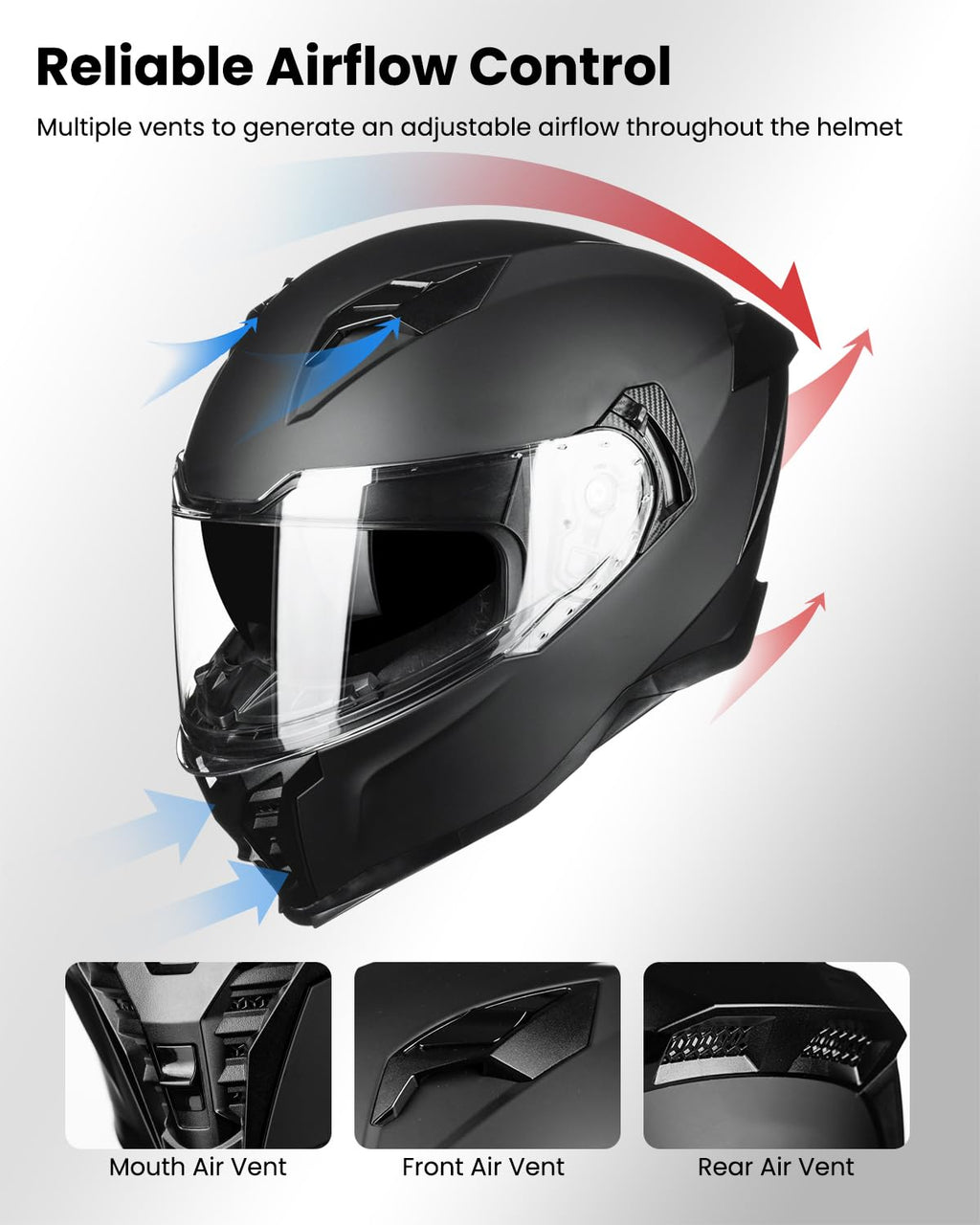 Full Face Motorcycle Helmet DOT Approved I329622