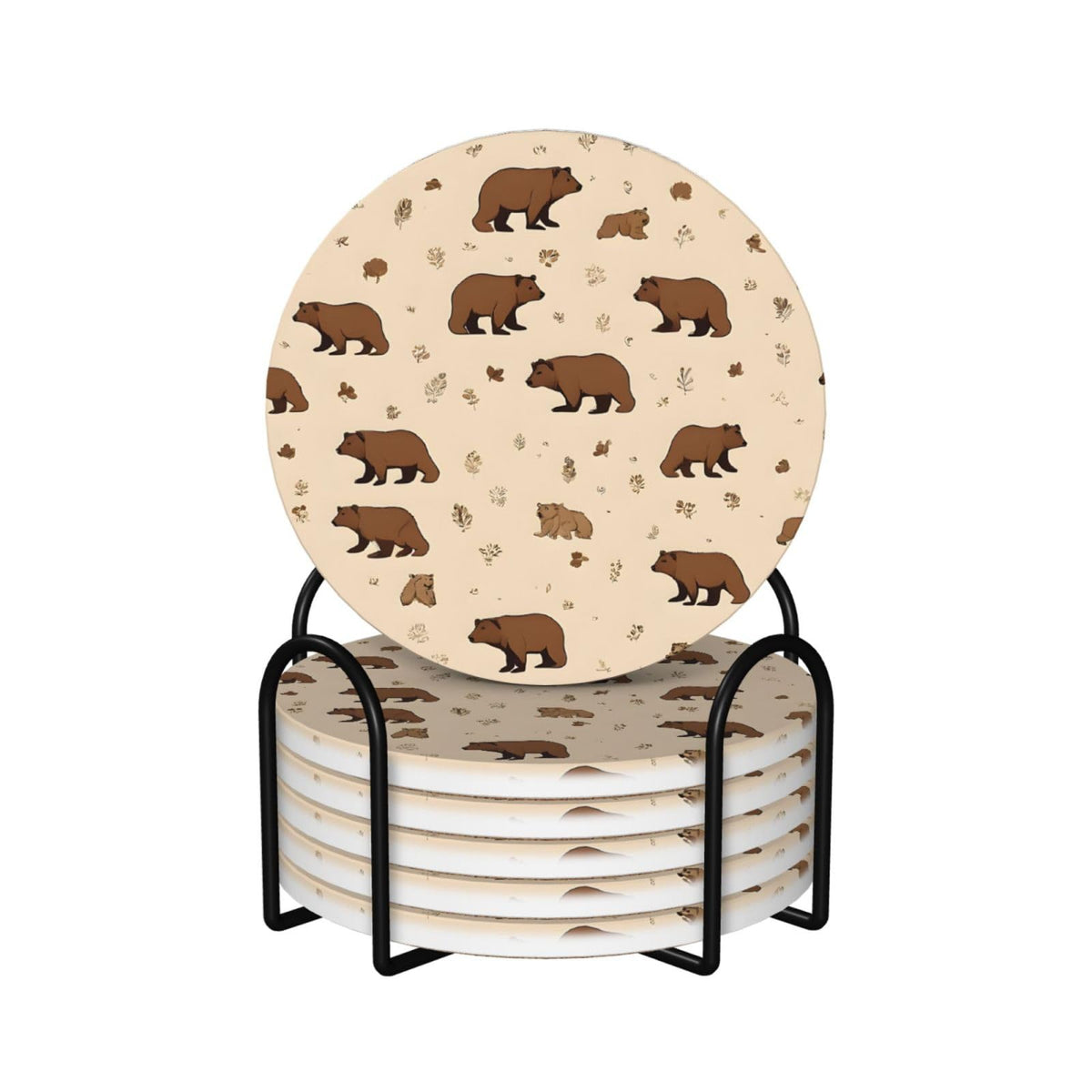 6-Piece Set of Absorbent Ceramic Coasters with Cork Backing J521