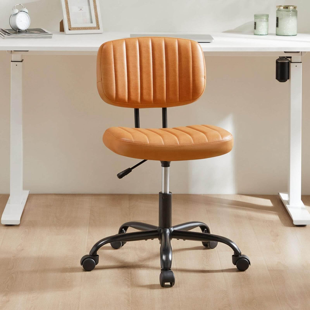 Orange Adjustable Height Swivel Rolling Office Chair U9658