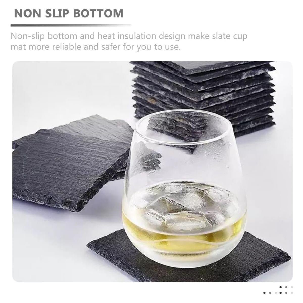 Black Natural Stone Cup Coaster Set F127172