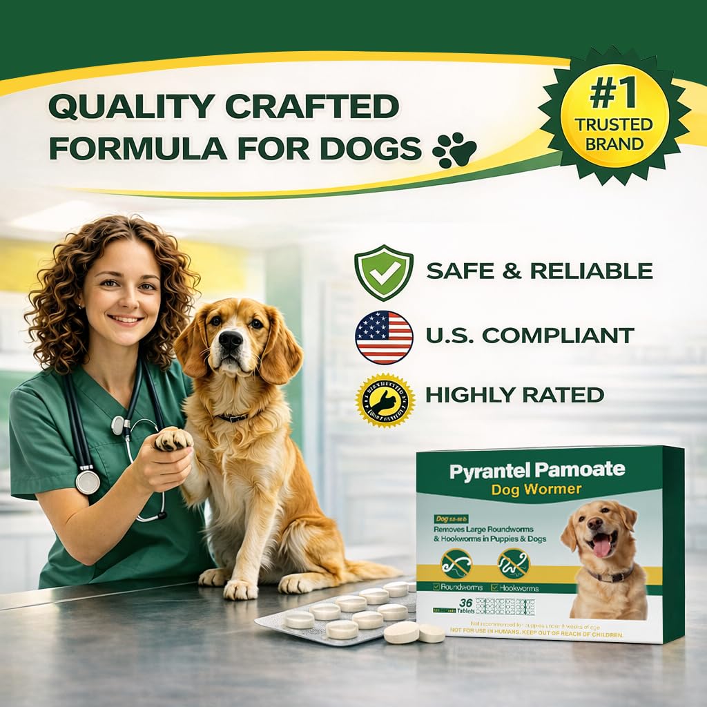 Chewable Pyrantel Pamoate Dog Dewormer 36 Tablets S309