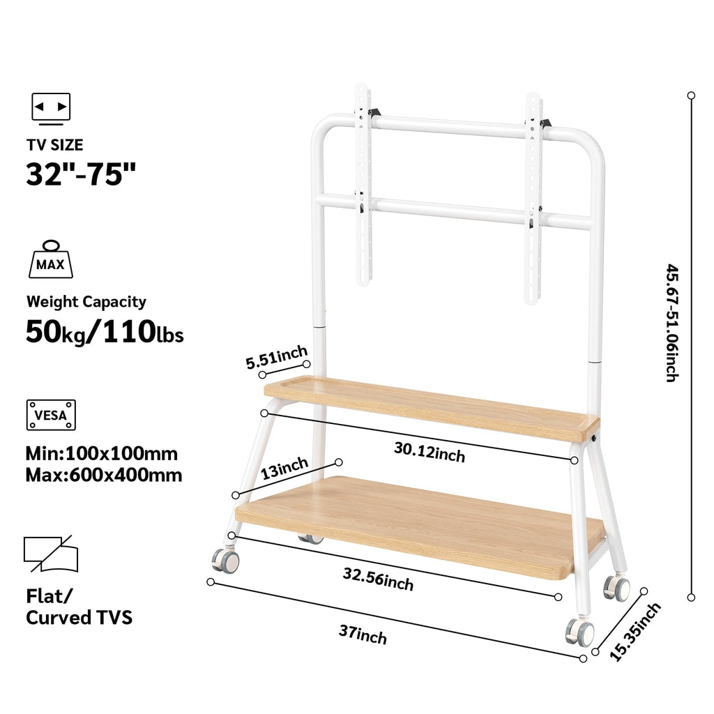 Mobile TV Stand on Wheels for 32-75 Inch TVs L58806