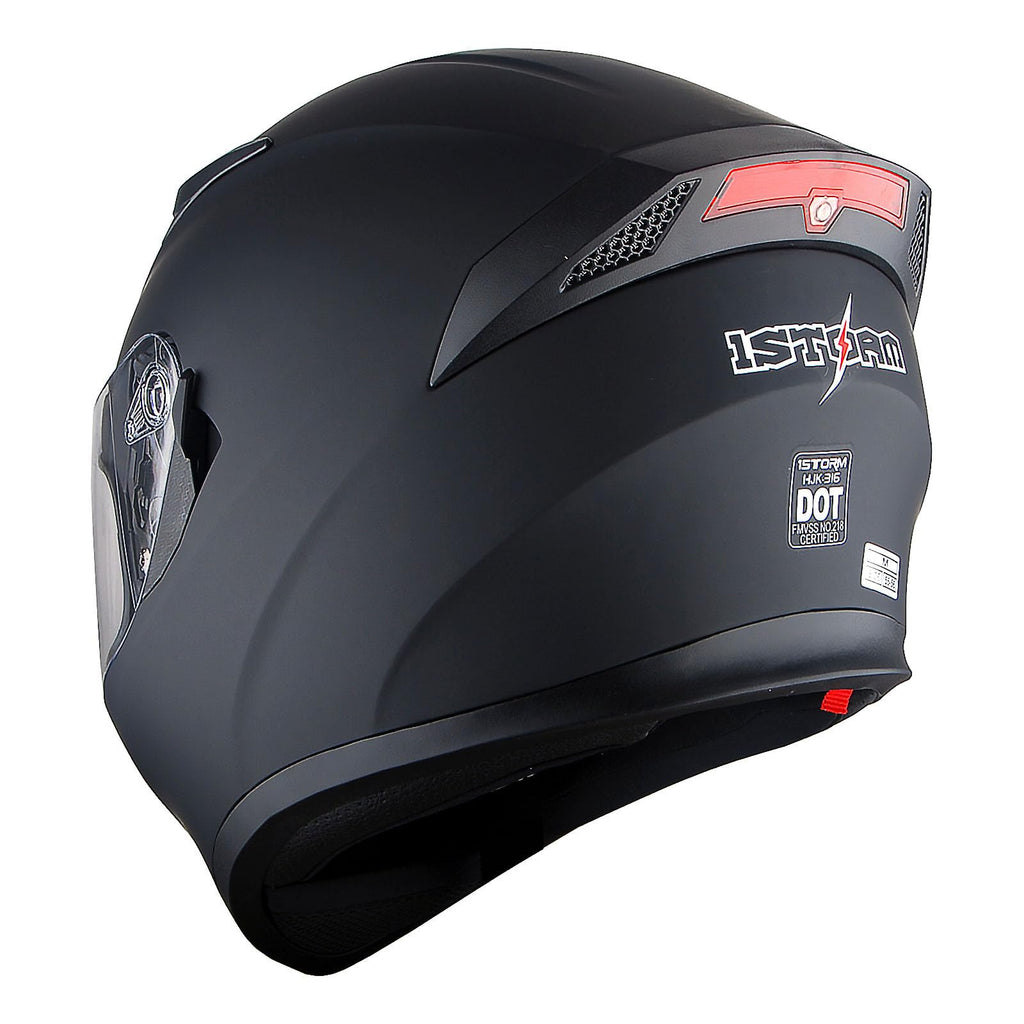 Full Face Motorcycle Helmet with LED Tail Light Matt Black G578