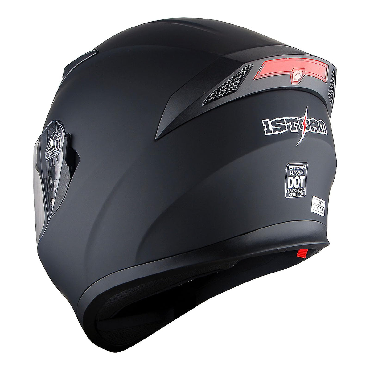 Full Face Motorcycle Helmet with LED Tail Light Matt Black G578