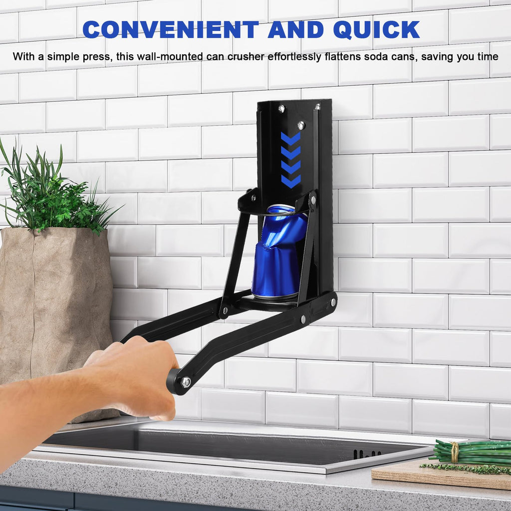 Black Heavy Duty Wall Mounted Can Crusher D25040