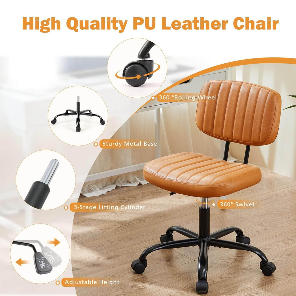 Orange Adjustable Height Swivel Rolling Office Chair U9658