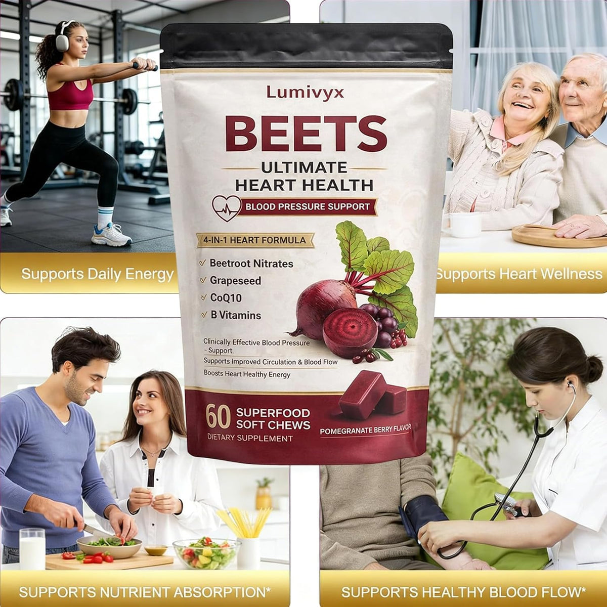 Beet Root Chews, Pomegranate Berry Flavor, 60 Chews C642030