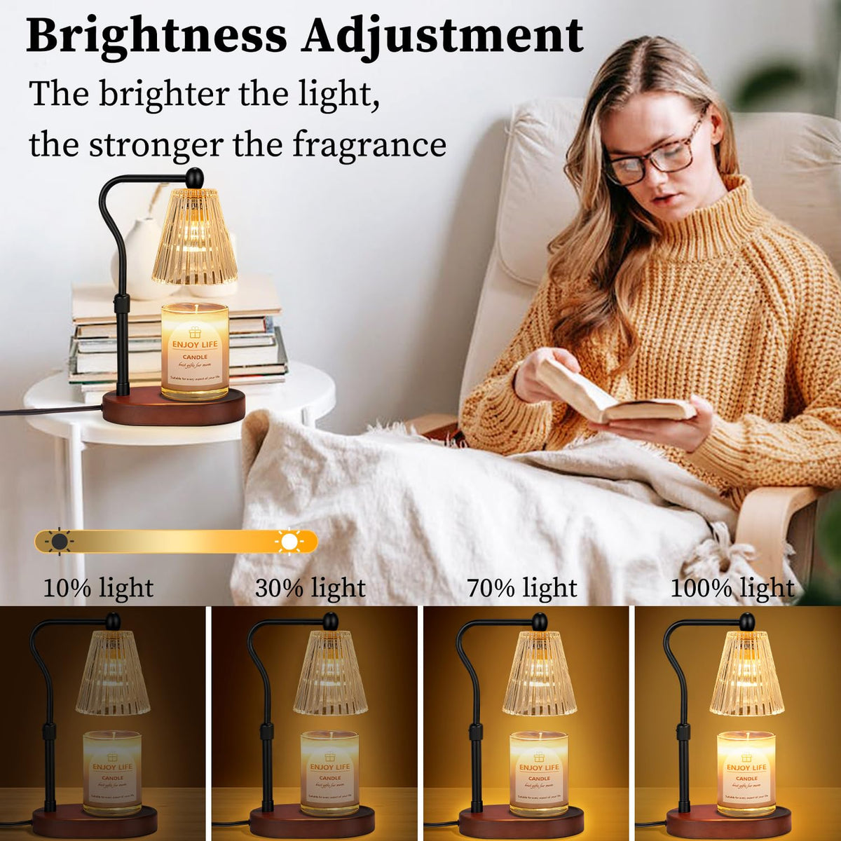 Candle Warmer Lamp with Timer Dimmer Adjustable Height P966049