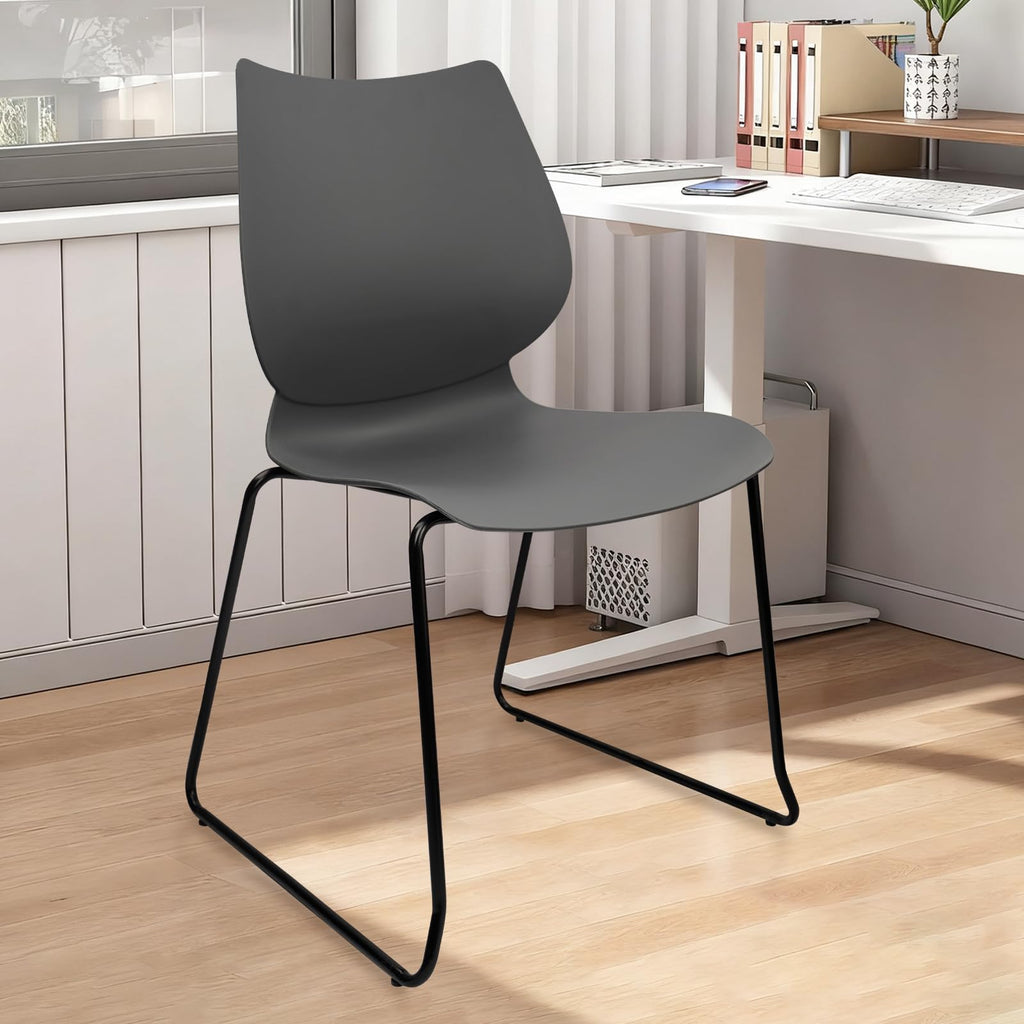 Grey Stacking Chairs with Metal Legs Set of 4 G9937