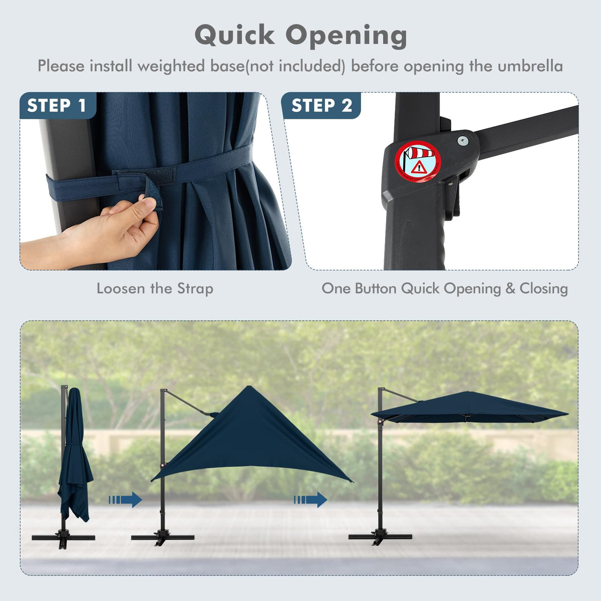 9.5 FT Square Cantilever Patio Umbrella with Cross Base T1792