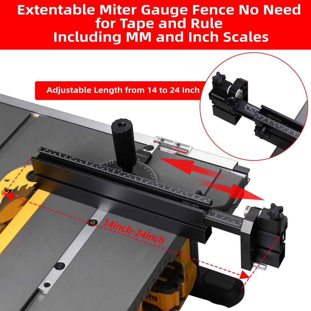 Compact Table Saw Miter Gauge with Extendable Fence J786720