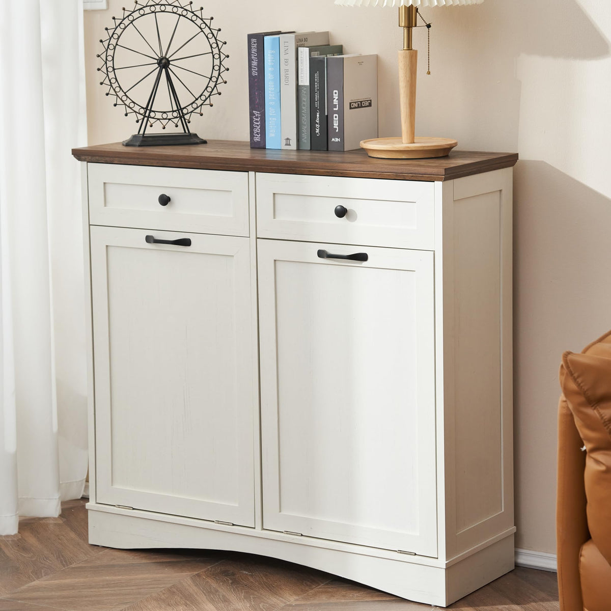 Antique White Tilt Out Trash Cabinet K883