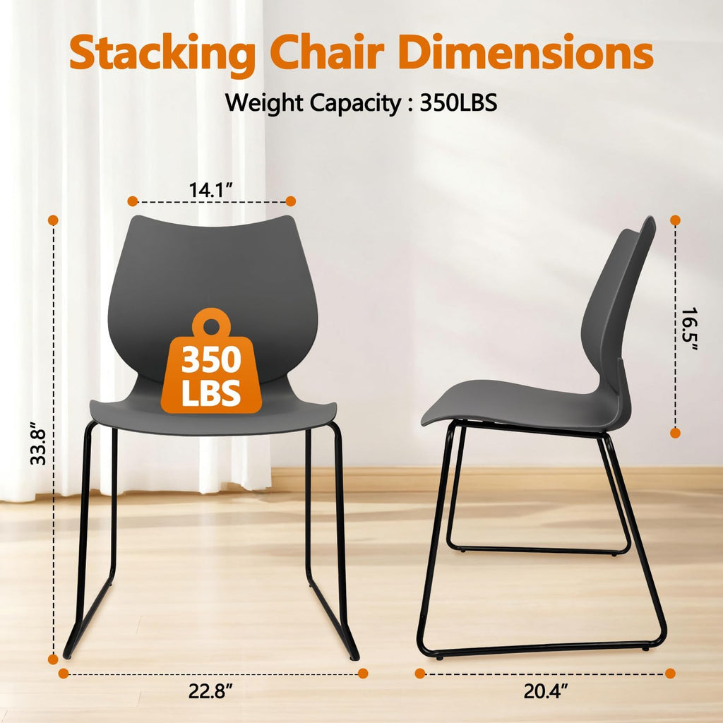 Grey Stacking Chairs with Metal Legs Set of 4 G9937
