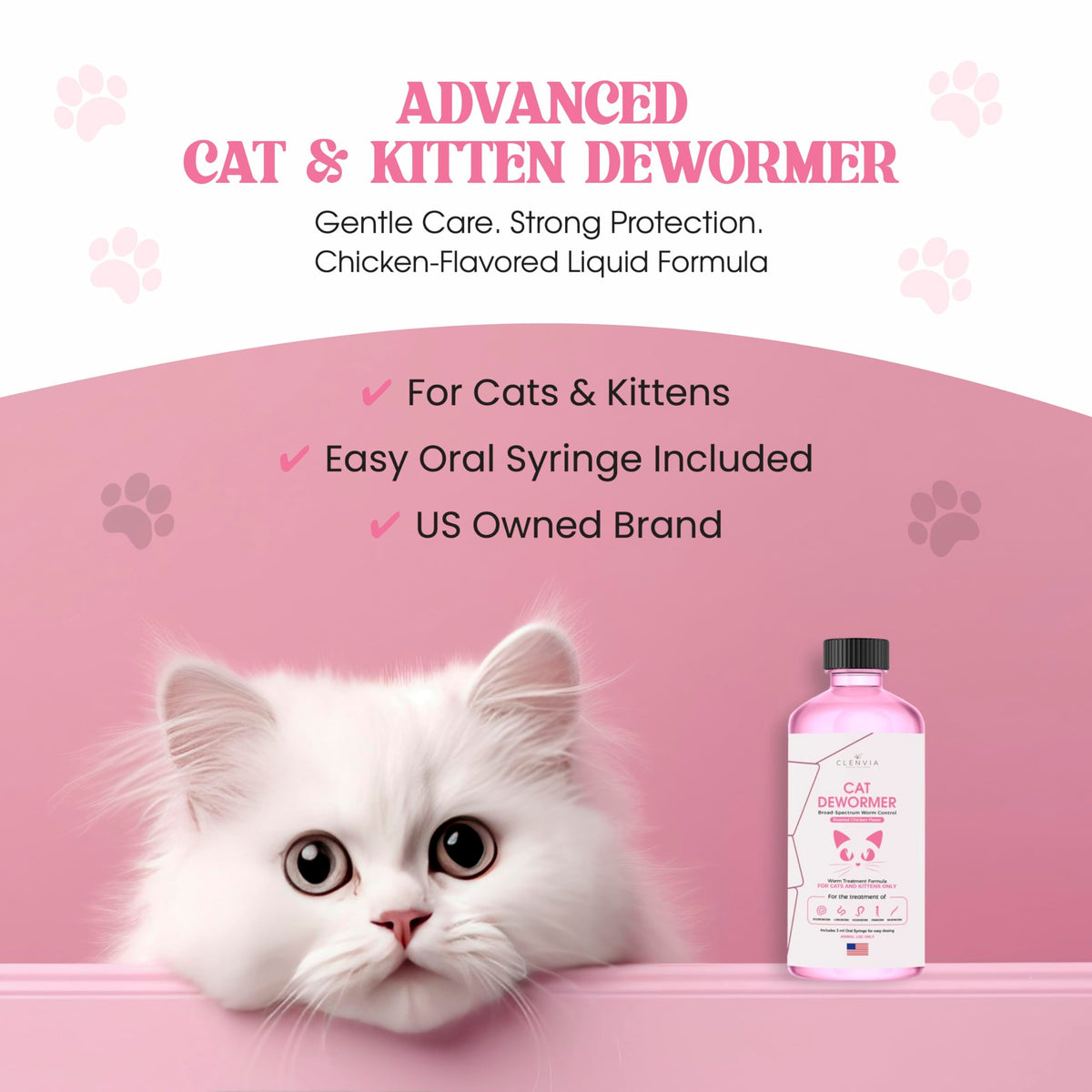 Chicken Flavor Liquid Cat Dewormer with Syringe 120ml L759