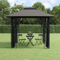 Steel Gazebo with Mesh Sidewalls Double-Tiered Roof M262264