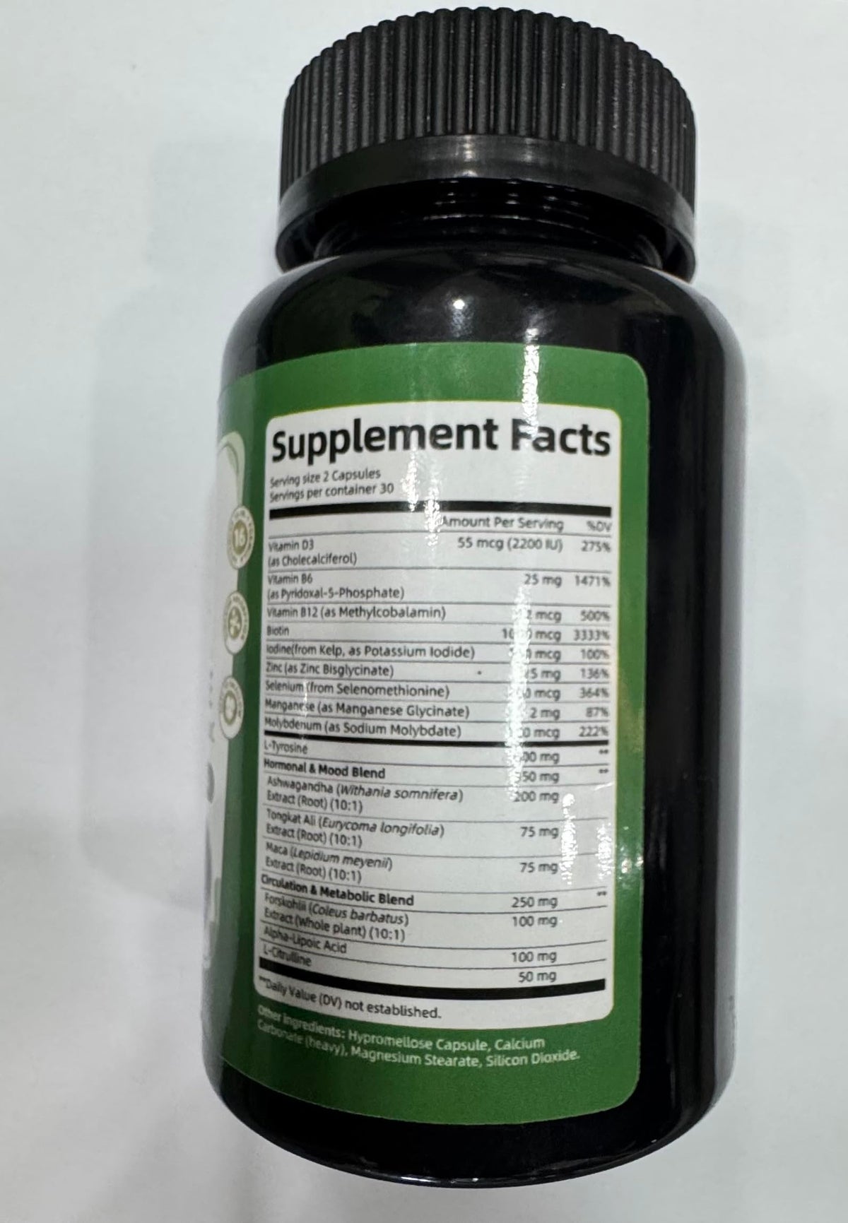 Selenium with Iodine, Zinc L-Tyrosine 500mg, Ashwagandha, 16-in-1 Multivitamin Formula, 90 Capsules W860239