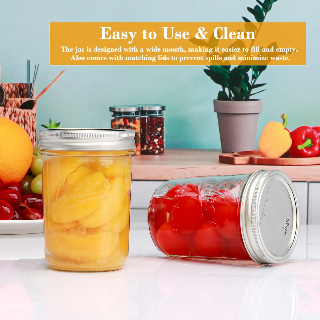 16 oz Glass Mason Jars with Lids 12pcs V8486
