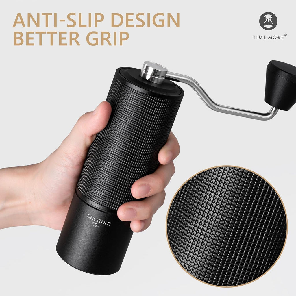 Manual Coffee Grinder with Stainless Steel Conical Burr, 25g, Black L359