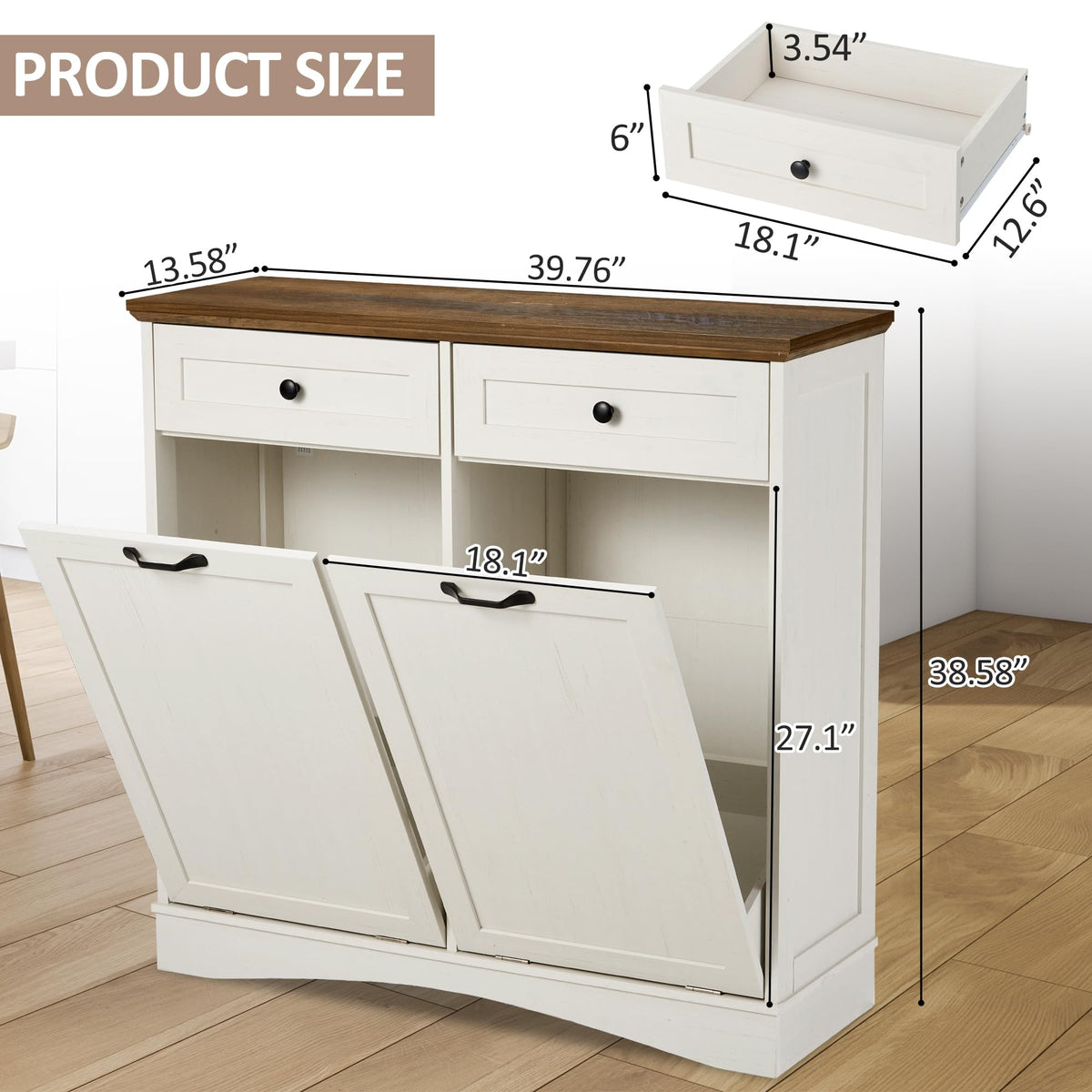 Antique White Tilt Out Trash Cabinet K883