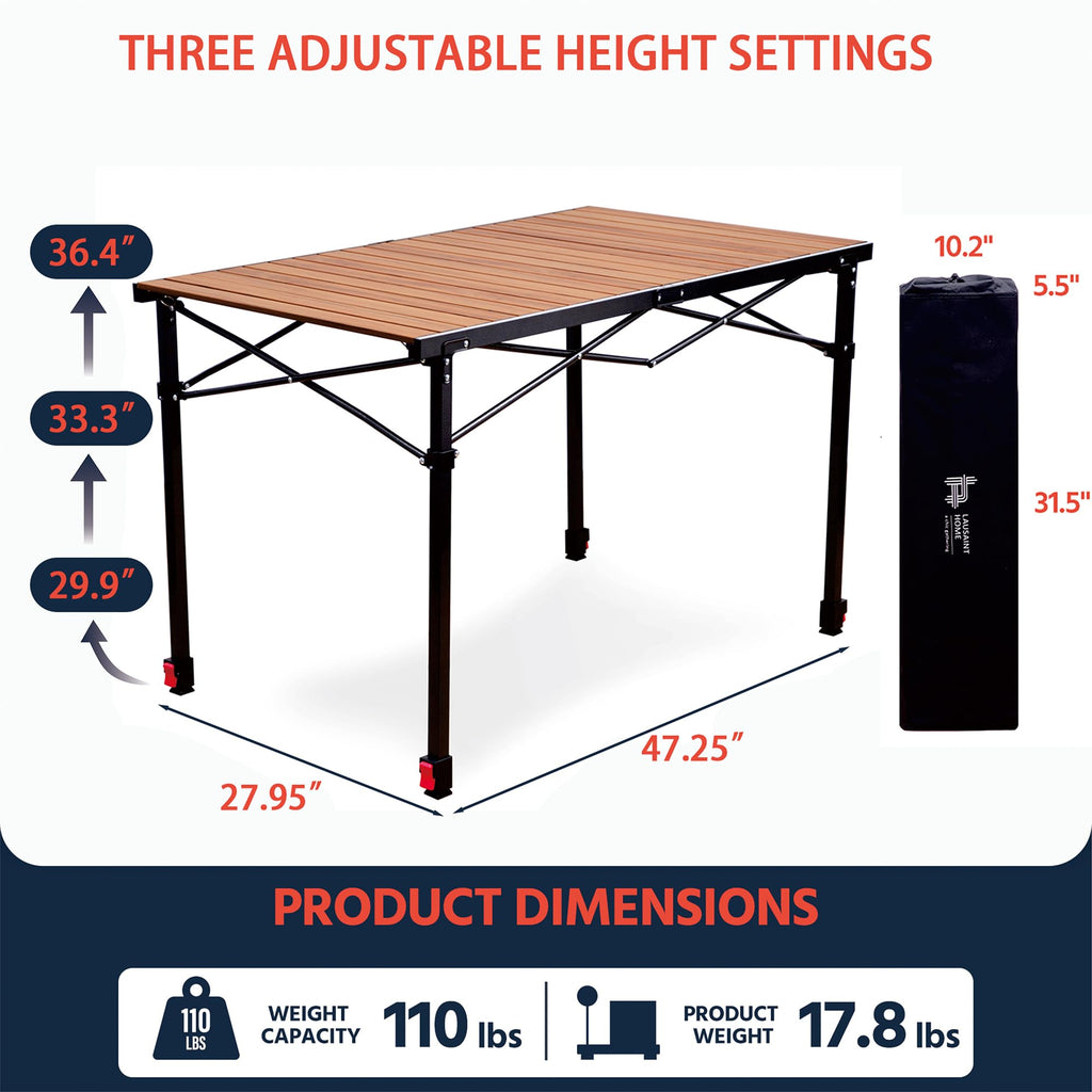 Large Adjustable Height Aluminum Camping Table X44150