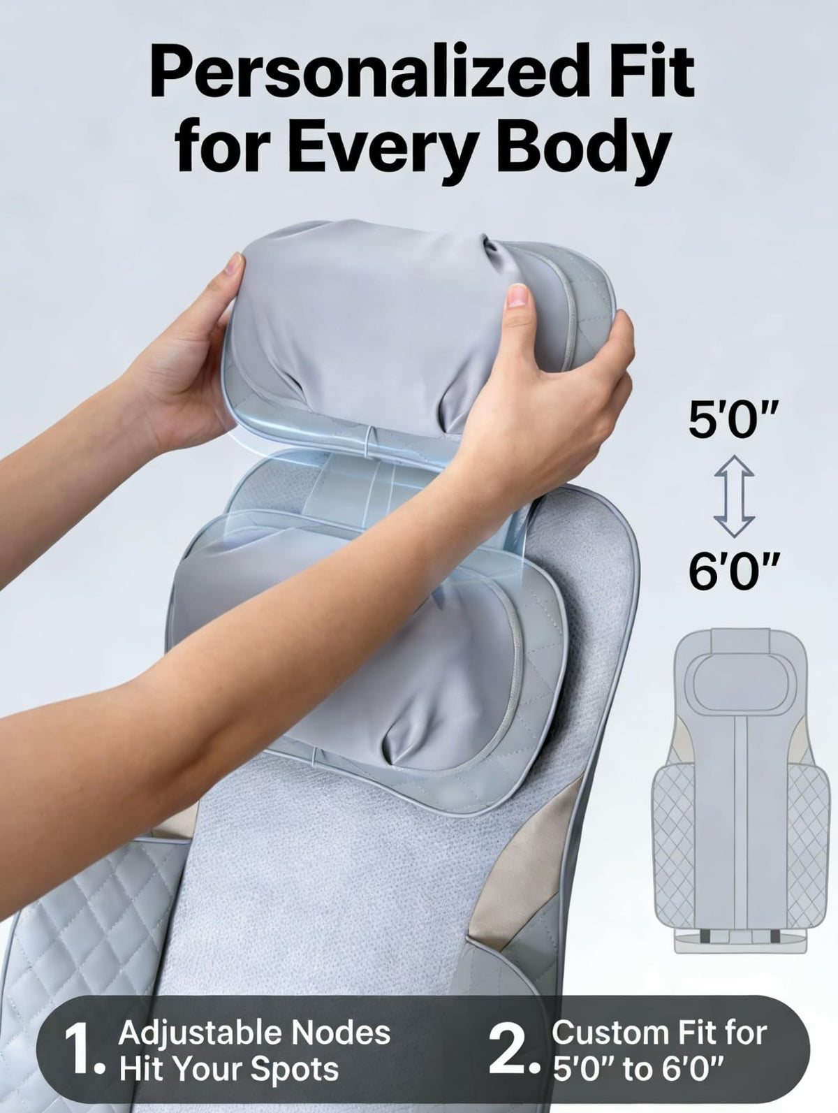 Gray Shiatsu Massage Chair Pad with Heat P39033