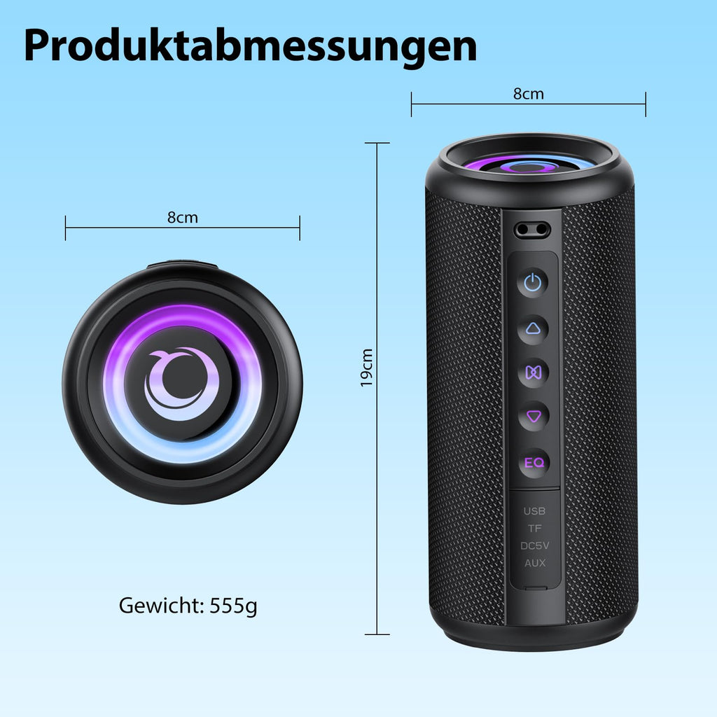 Black Portable Bluetooth Speaker with 20W Stereo Sound N35117