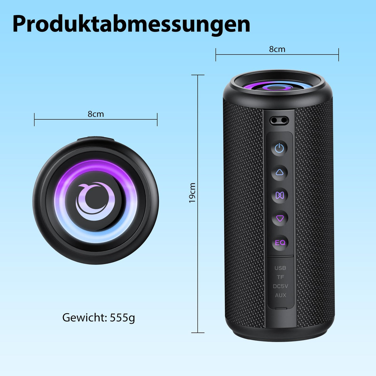 Black Portable Bluetooth Speaker with 20W Stereo Sound N35117