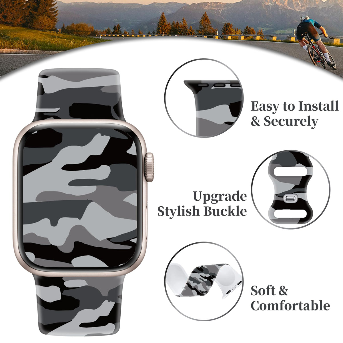 Camo Silicone Band for Apple Watch 38mm 40mm 41mm 42mm C94098