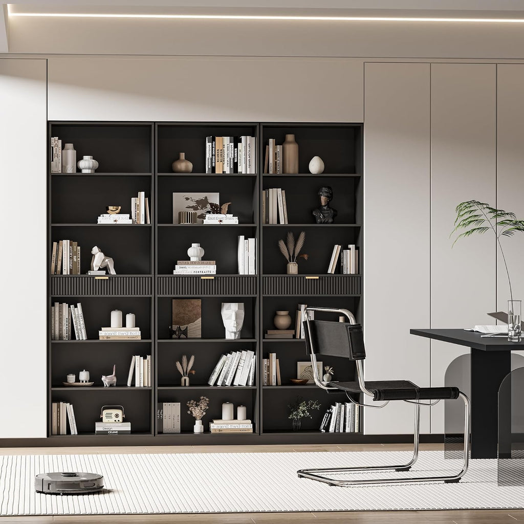 7-Tier Black Bookshelf with Drawer X55969